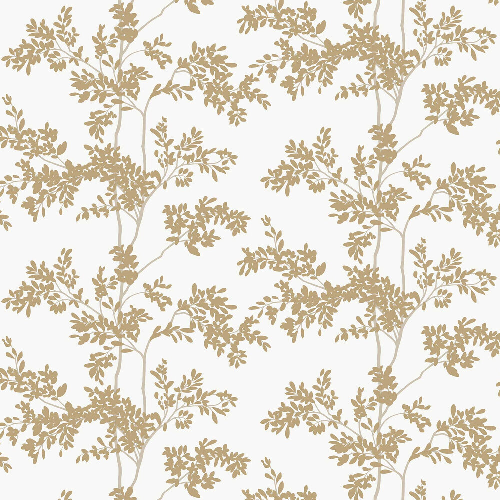 Lunaria Silhouette Wallpaper - White & Gold - by York