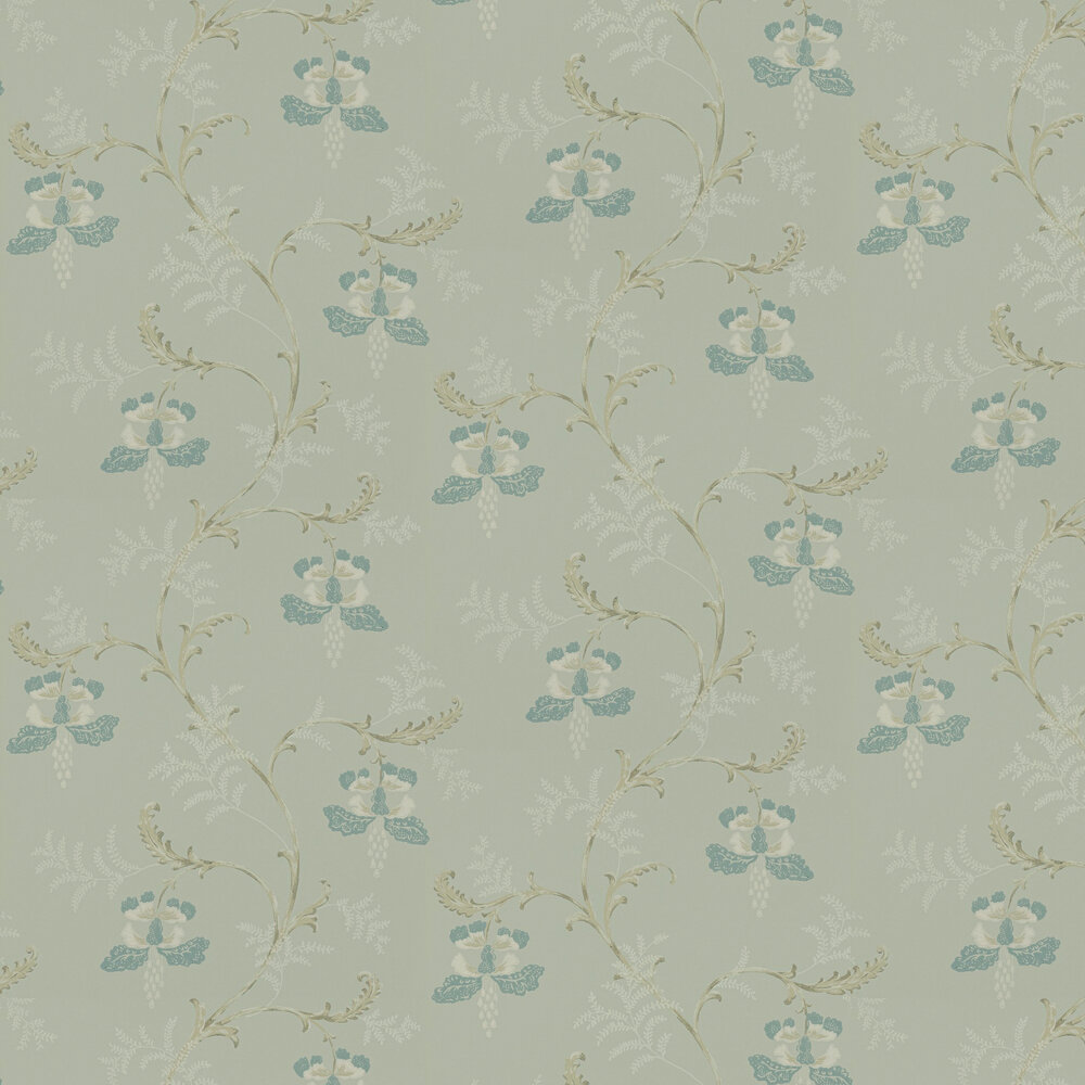 Bellflower Wallpaper - Aqua - by Colefax and Fowler