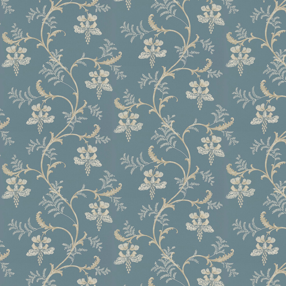 Bellflower Wallpaper - Navy - by Colefax and Fowler