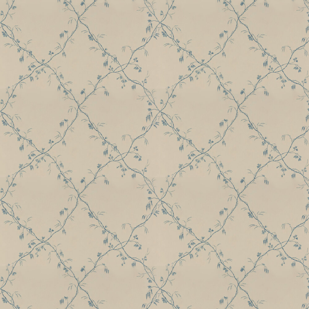 Roussillon Wallpaper - Blue - by Colefax and Fowler
