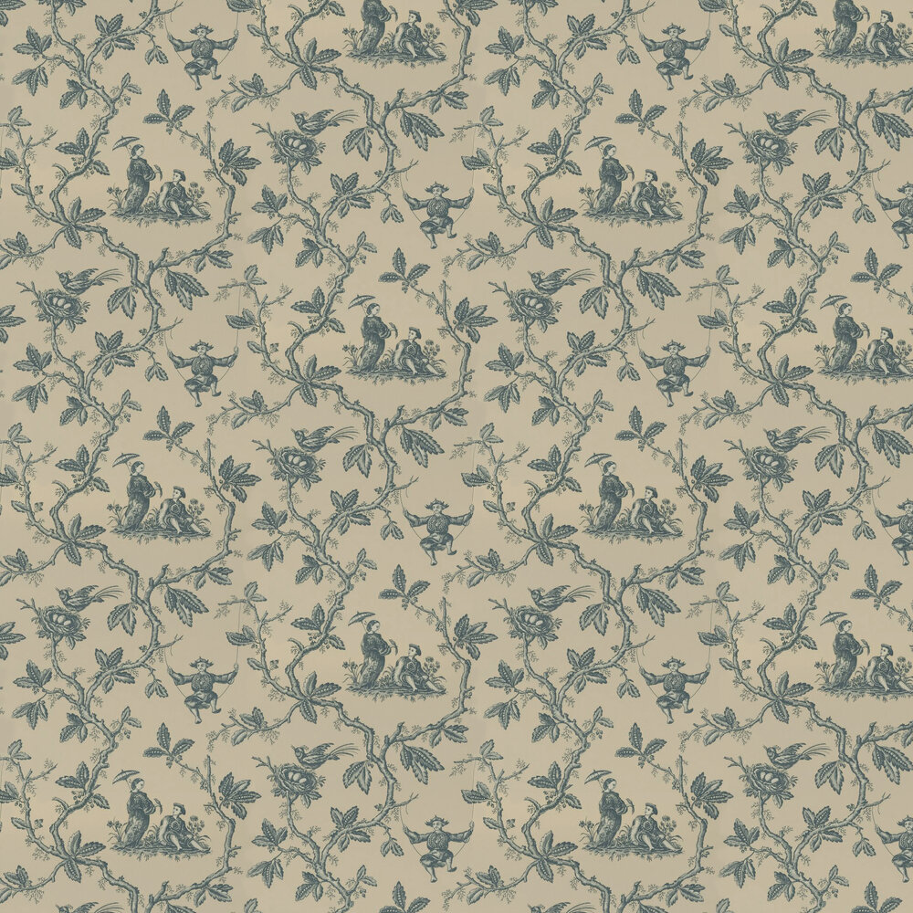 Toile Chinoise Wallpaper - Aqua - by Colefax and Fowler