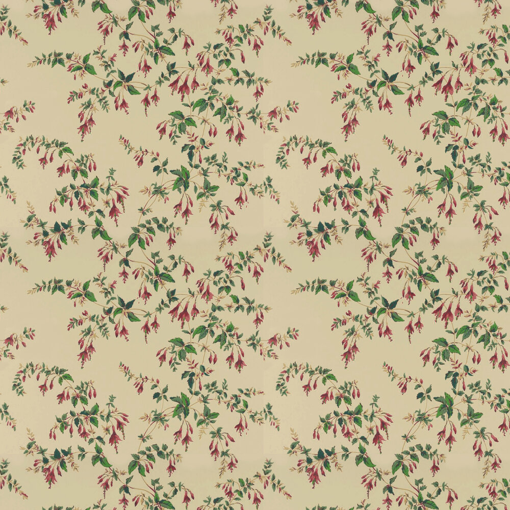 Fuchsia Wallpaper - Red / Forest - by Colefax and Fowler