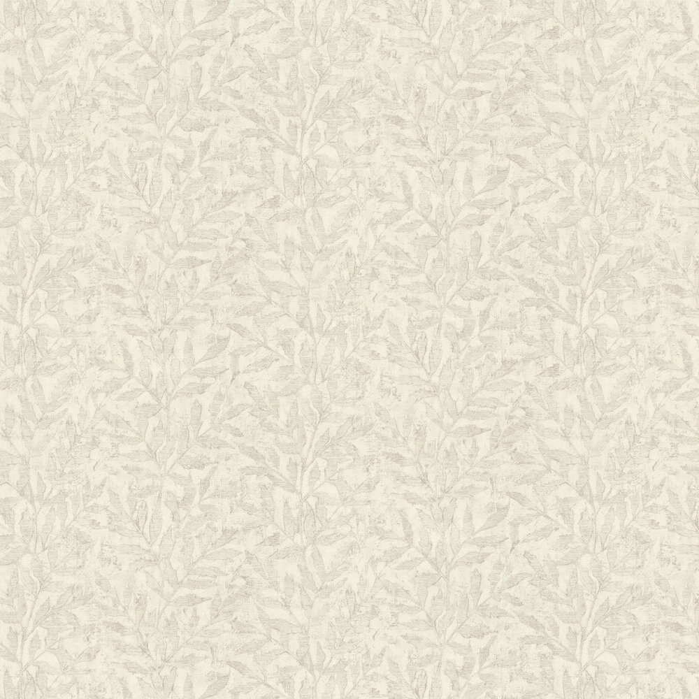 Metallic Leaf Wallpaper - Cream - by Albany
