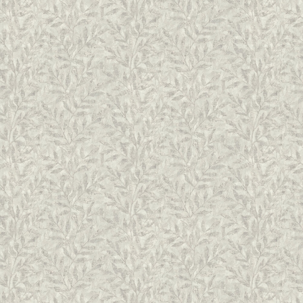 Metallic Leaf Wallpaper - Grey and Silver - by Albany