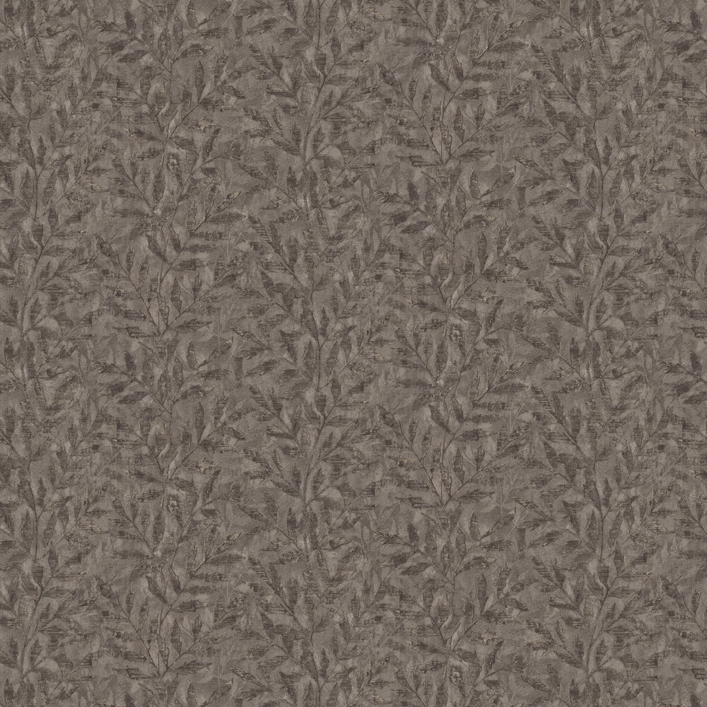 Metallic Leaf Wallpaper - Anthracite - by Albany