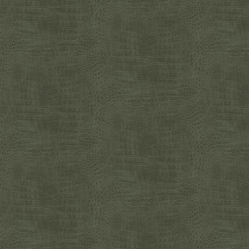 Imitation Crocodile Leather Wallpaper - Pine Green - by Albany