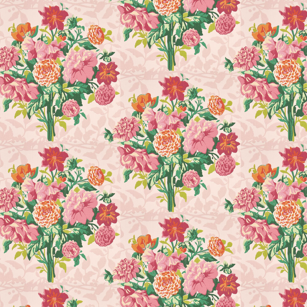 Dahlia Bunch Wallpaper - Rose Quartz / Spinel - by Harlequin