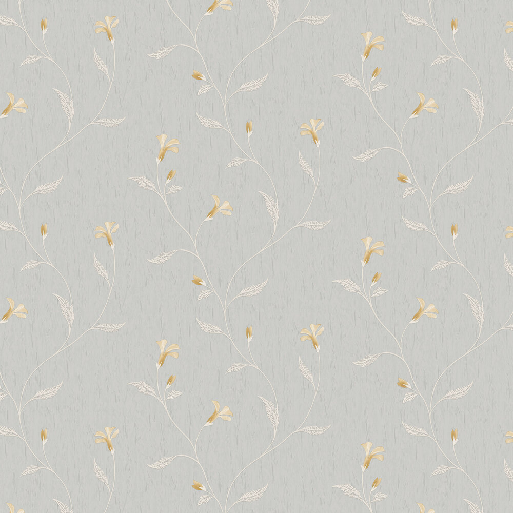 Bellagio Floral Wallpaper - Grey Mustard - by Albany