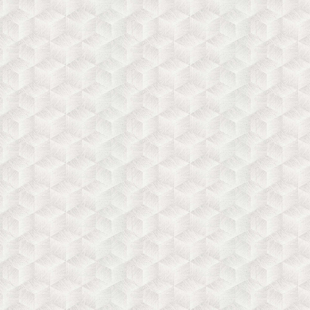 Geo Cube Wallpaper - Light Grey - by Albany