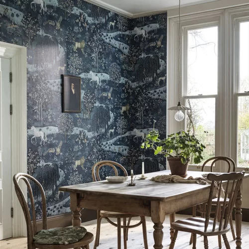 Revestimiento mural Owl & Willow - Añil - de Morris