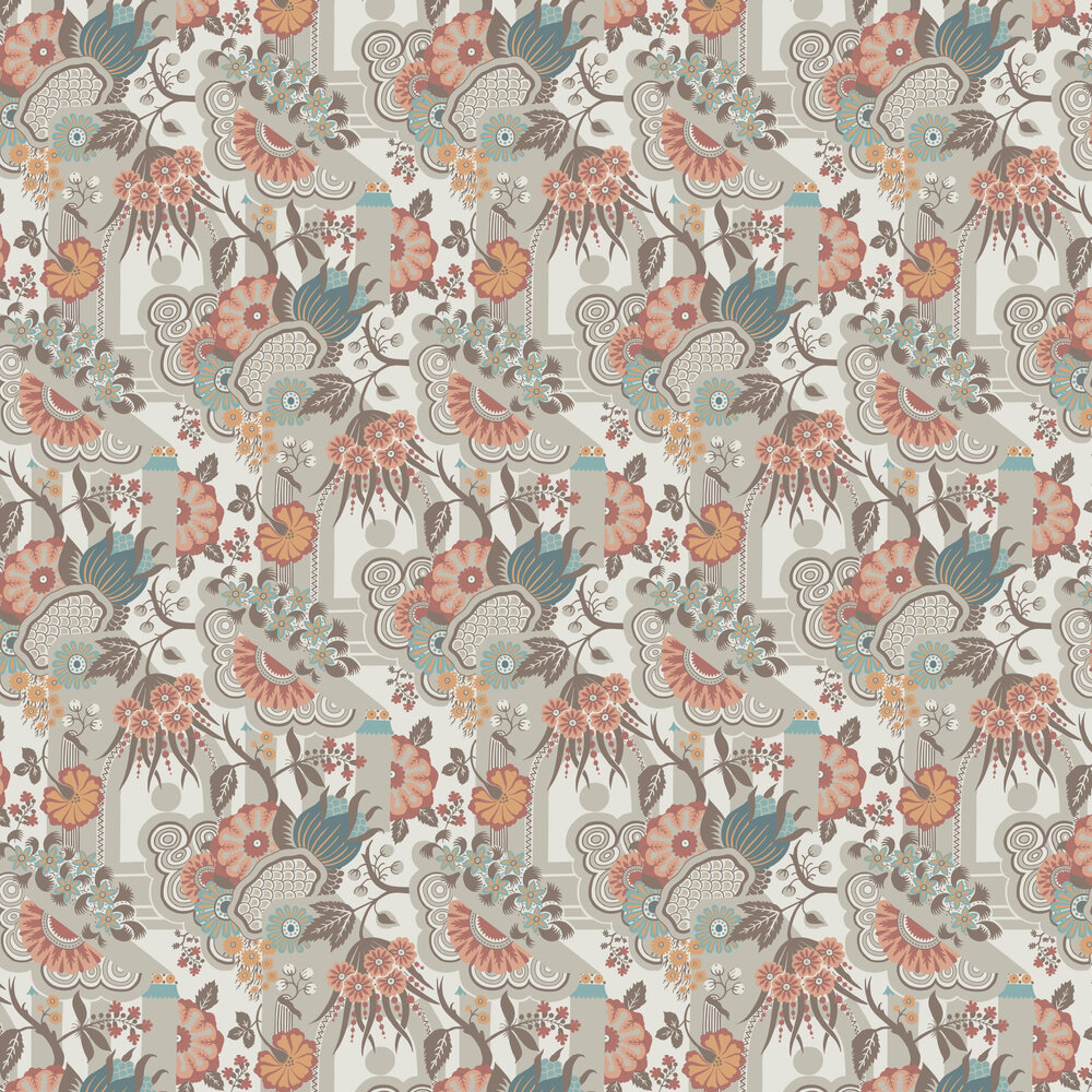 Pineapple Garden Wallpaper - Apricot - by 1838 Wallcoverings