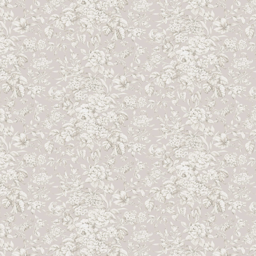 Heledd Blooms Wallpaper - Dove Grey - by Laura Ashley