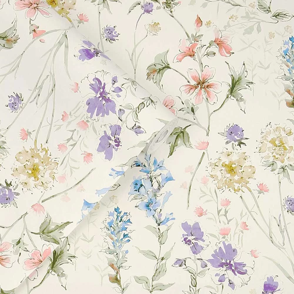 Wild Meadow by Laura Ashley - Chalk Pink - Wallpaper : Wallpaper