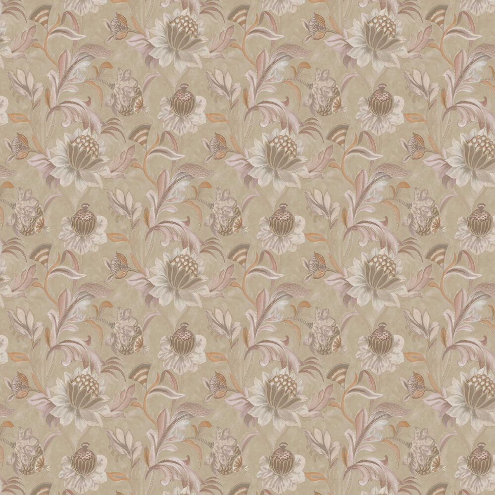 Papier peint Cecilia - Rosé / corail - Albany