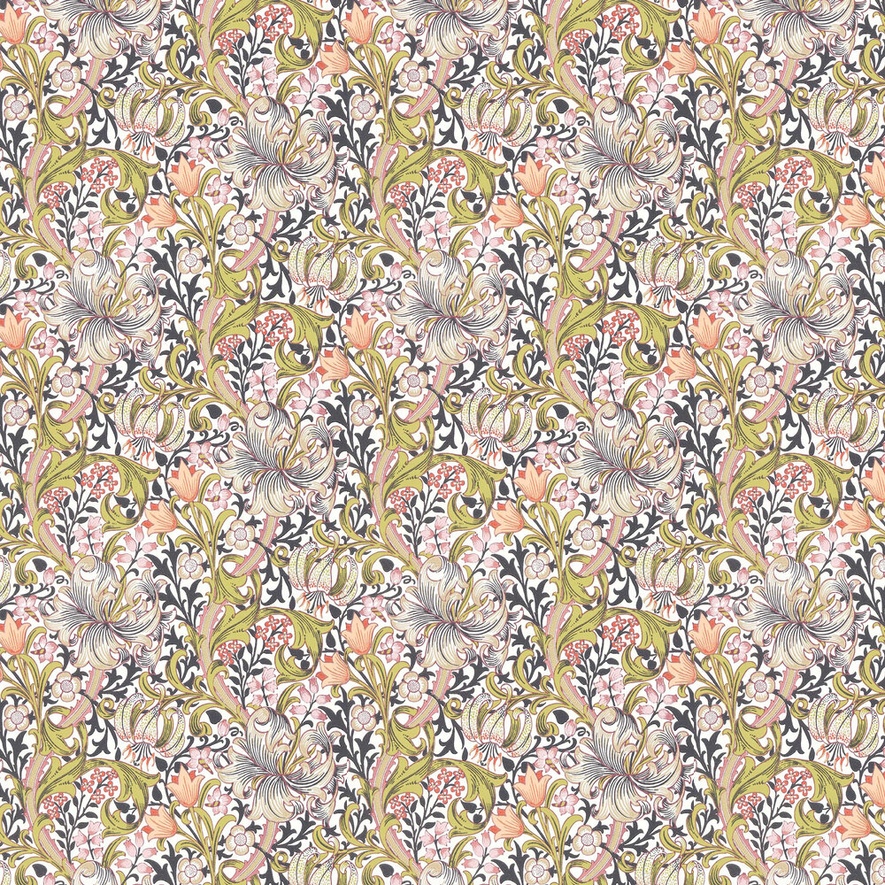 Golden Lily Wallpaper - Espresso - by Morris