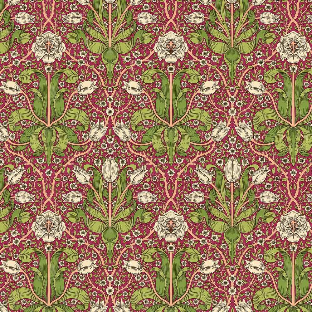 Spring Thicket Spring Thicket by Morris - Maraschino Cherry - Wallpaper : Wallpaper Direct