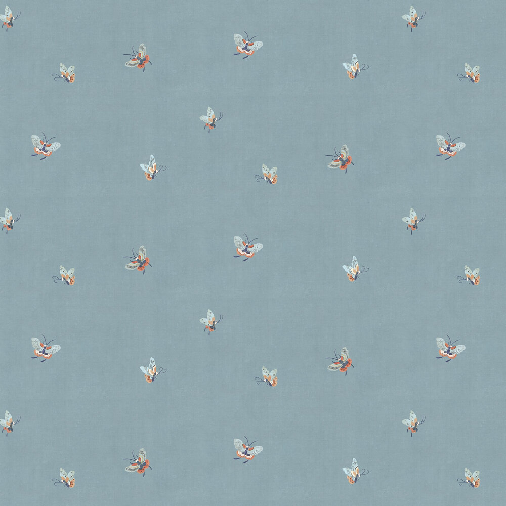 Butterflies Wallpaper - Misty Blue - by Sandberg