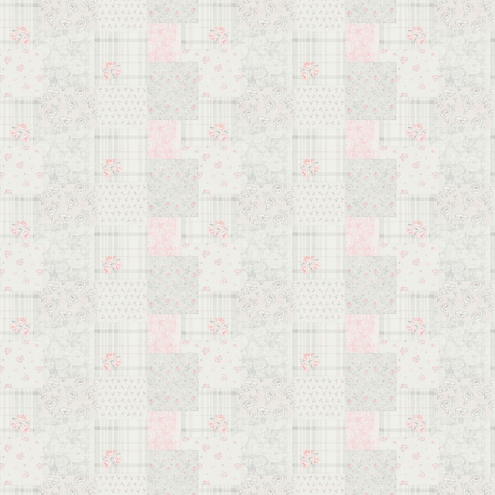 Patchwork Vintage Floral by Galerie - Grey - Wallpaper : Wallpaper Direct