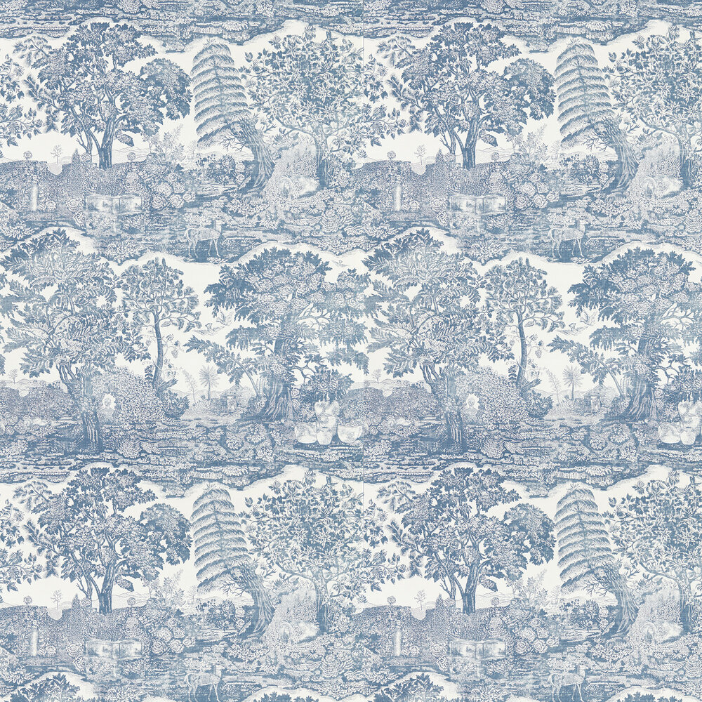 Highgrove Toile  Wallpaper - Tetbury Blue - by Sanderson