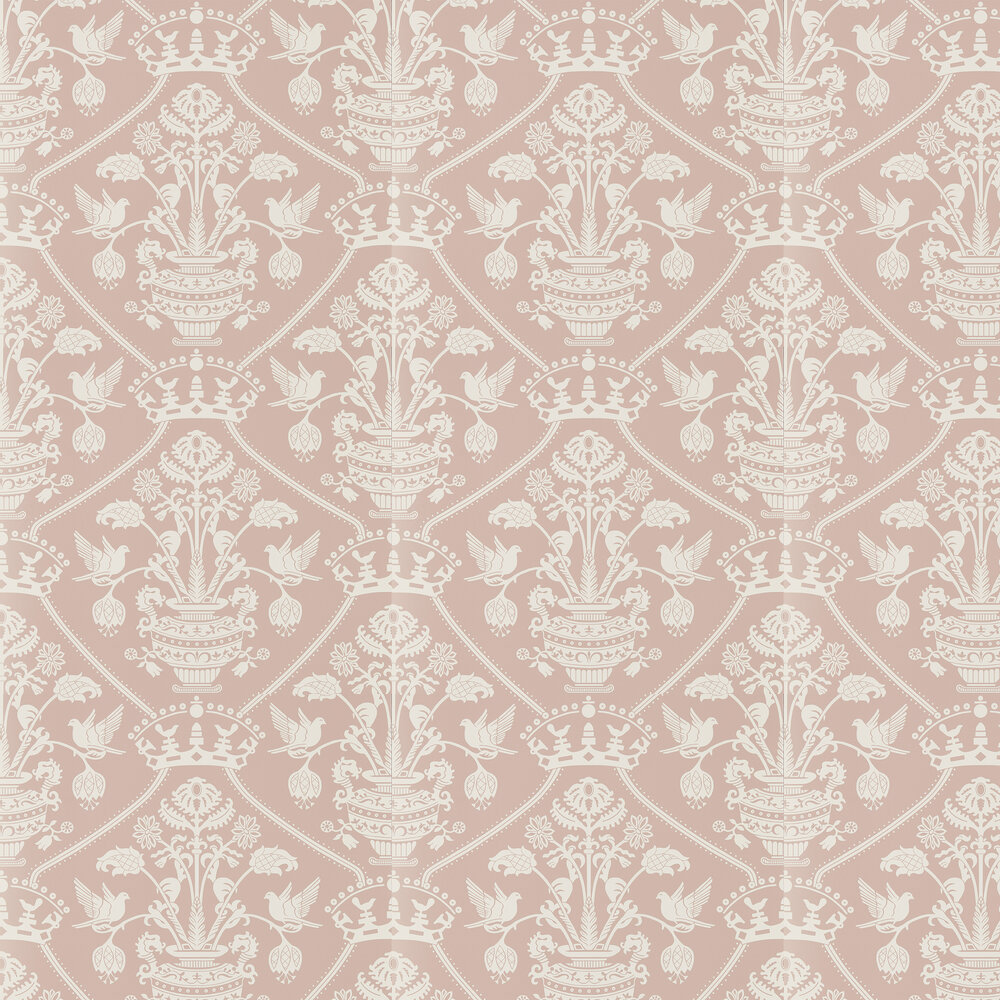 Highgrove Damask Wallpaper - Rose - by Sanderson