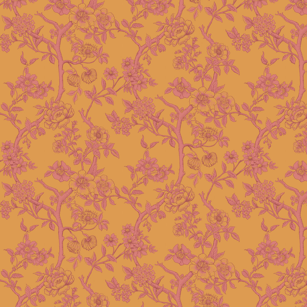 Paradise Tree Wallpaper - Tangerine and Hibiscus  - by Cole & Son
