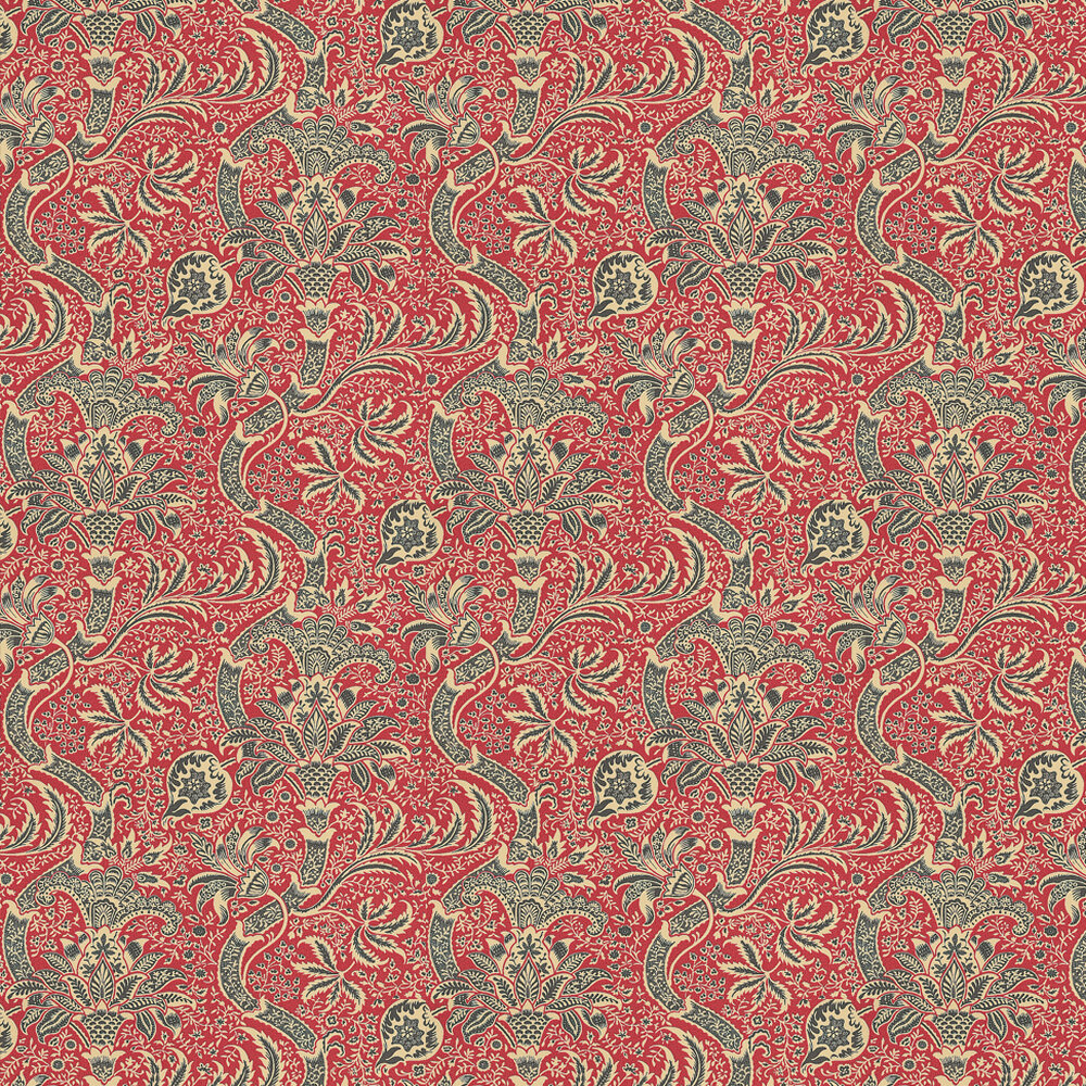 Indian Wallpaper - Red / Black - by Morris