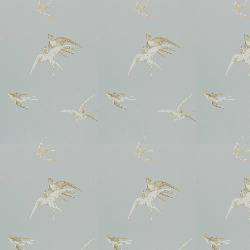 Swallows Wallpaper - Grey - by Sanderson