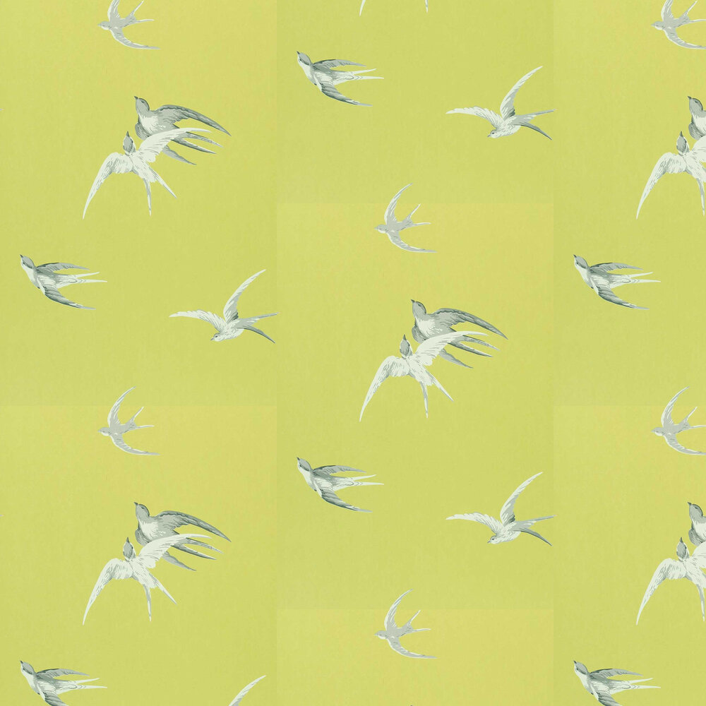 Swallows Wallpaper - Lime - by Sanderson
