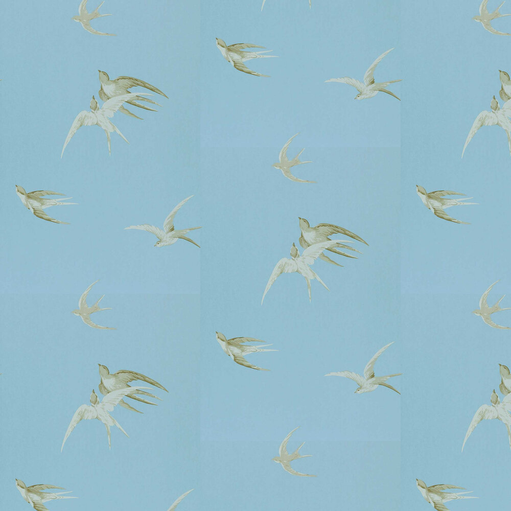 Swallows Wallpaper - Blue - by Sanderson