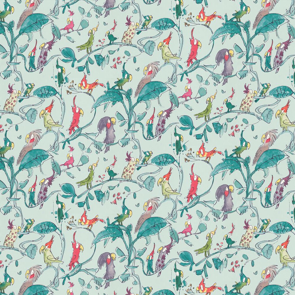 Cockatoos Wallpaper - Turquoise - by Osborne & Little