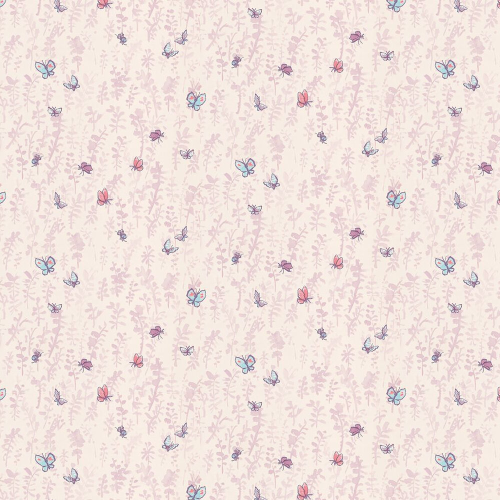 Butterfly Meadow Wallpaper - Pink / Purple / Blue - by Osborne & Little
