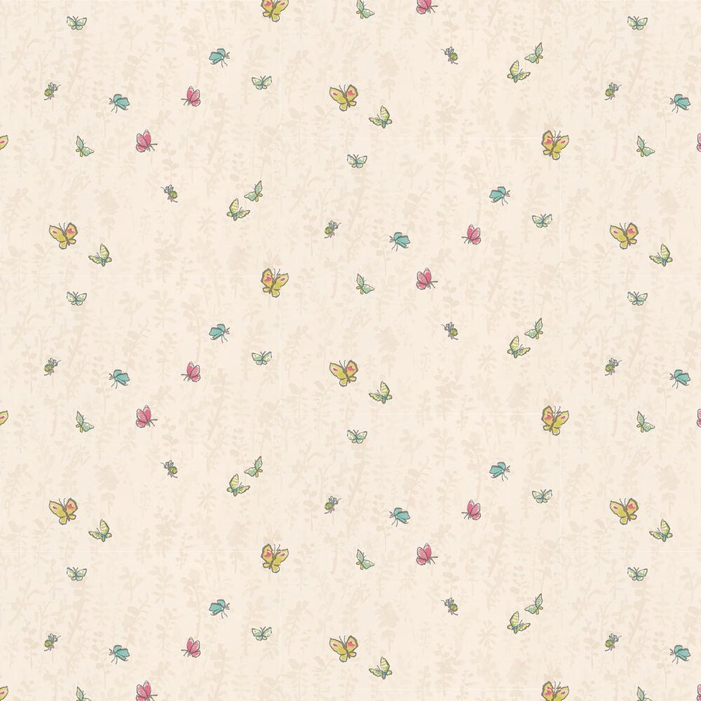 Butterfly Meadow Wallpaper - Beige - by Osborne & Little