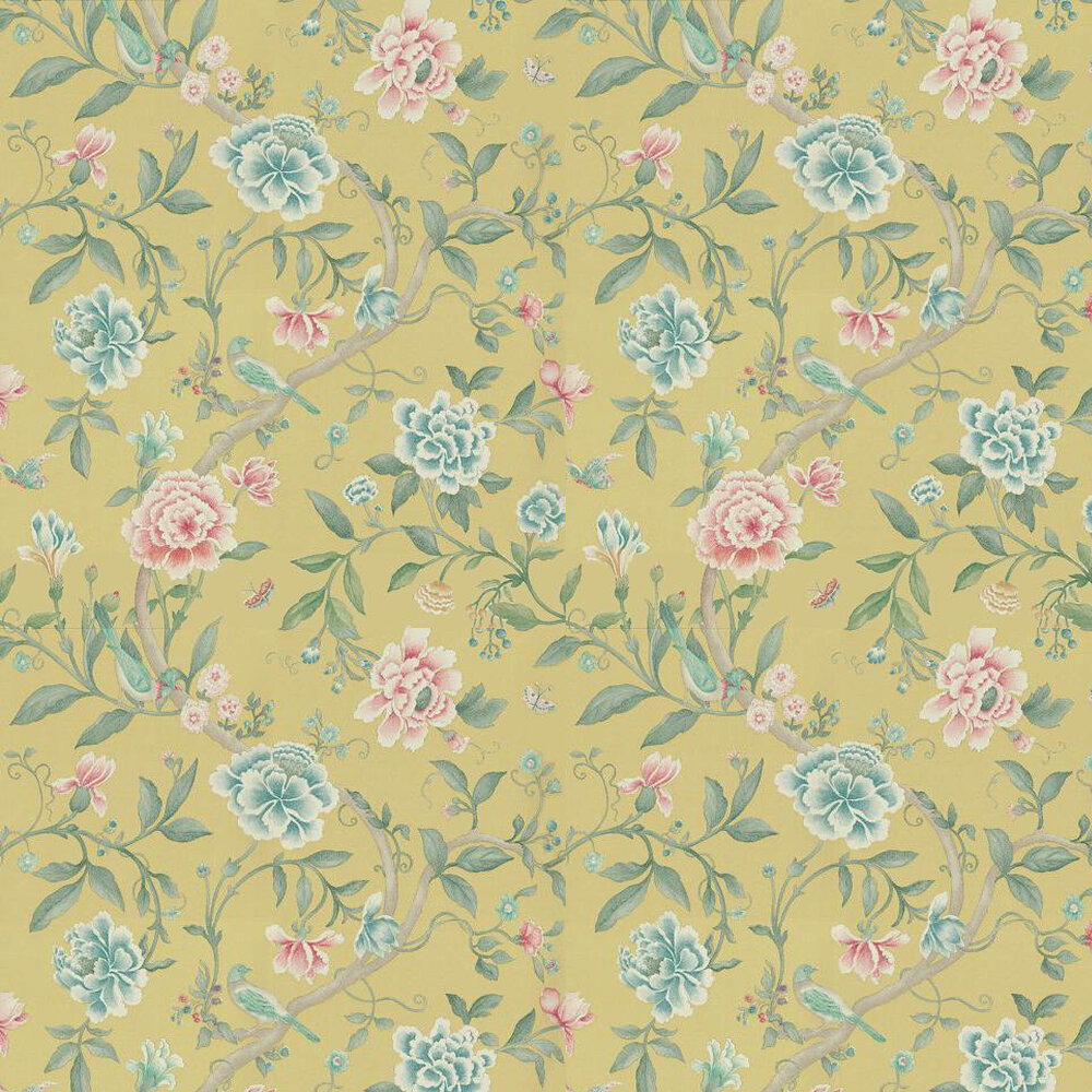 Porcelain Garden Wallpaper - Rose/Linden - by Sanderson