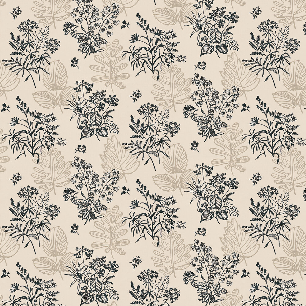 Norcombe Couture Wallpaper - Grey / Black / Off White - by Little Greene