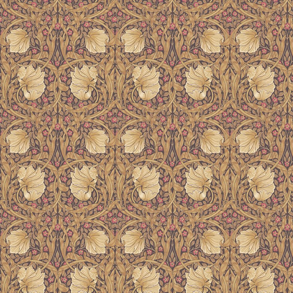Pimpernel Wallpaper - Brown / Red / Cream - by Morris
