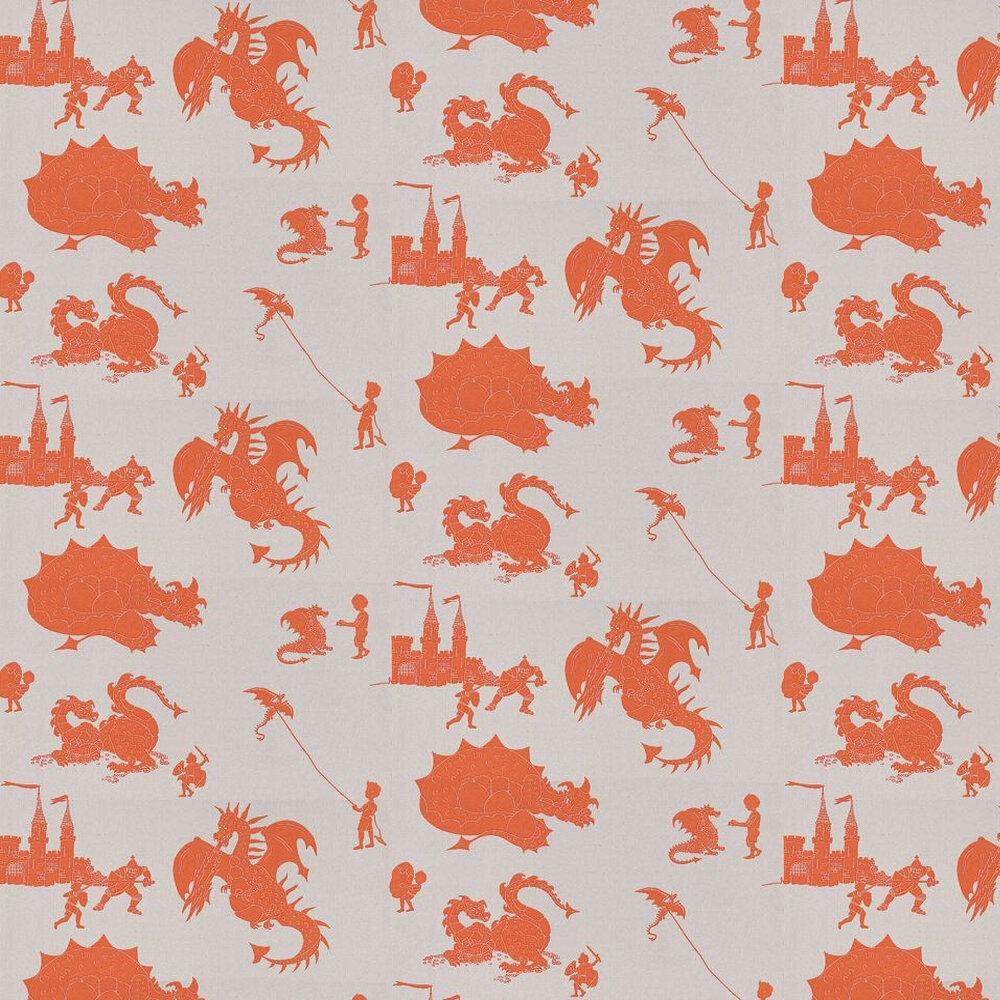 Ere-be-dragons Taupe Wallpaper - Orange / Taupe - by PaperBoy