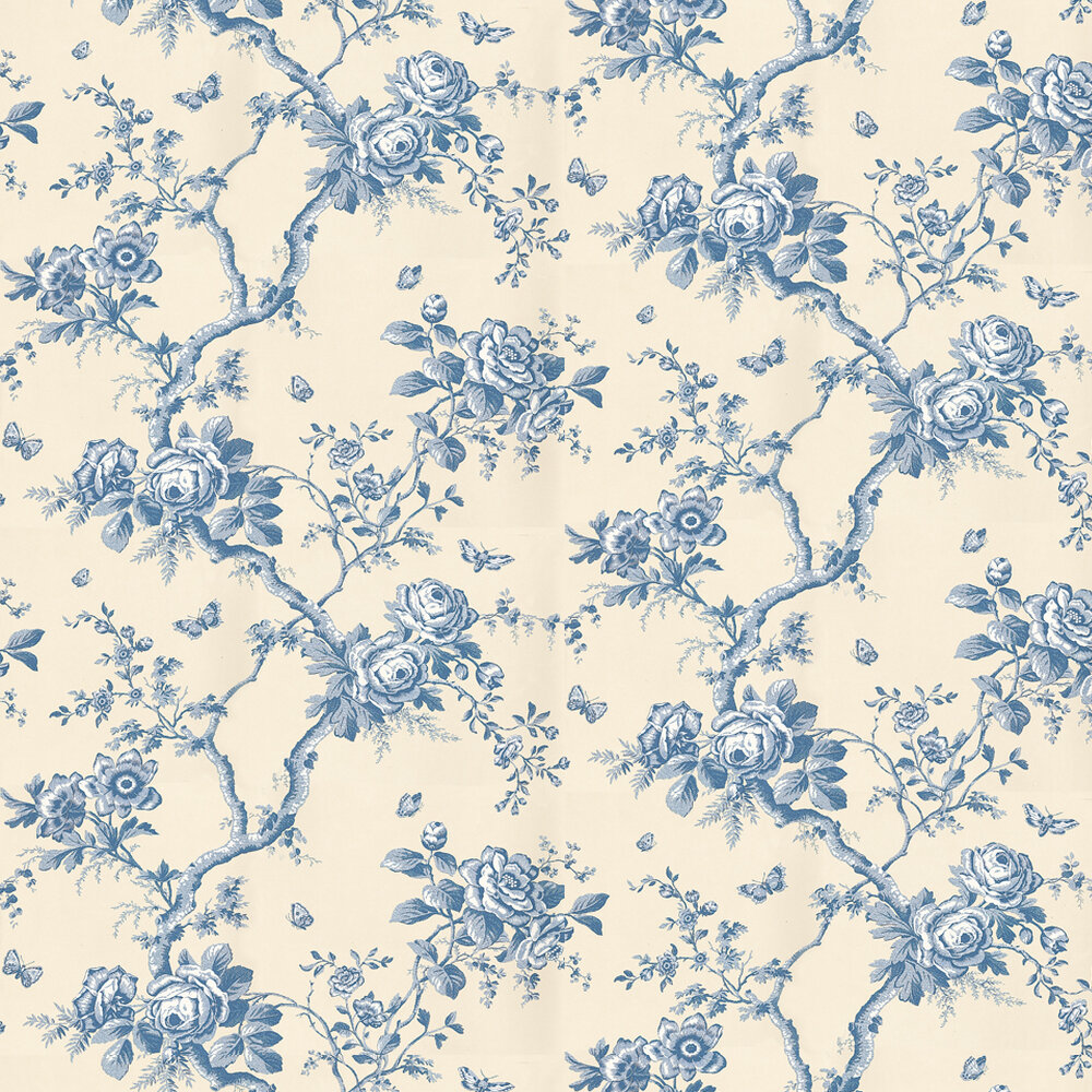 Ashfield Floral Wallpaper - Blue - by Ralph Lauren