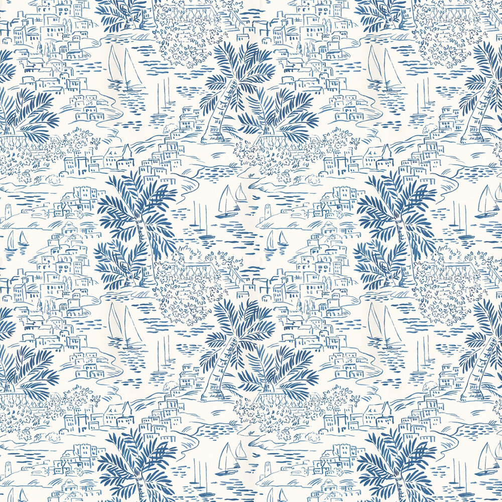 Homeport Novelty Wallpaper - Blue / White - by Ralph Lauren
