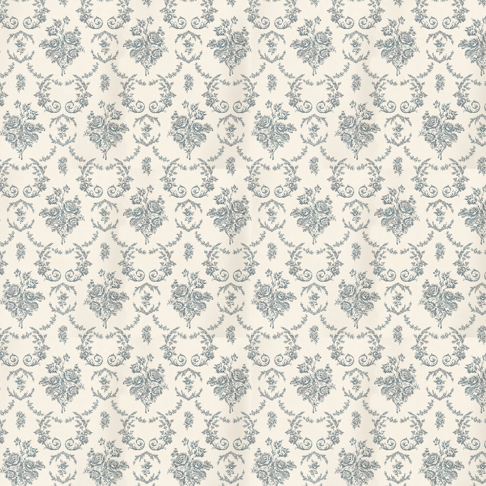 Saratoga Toile Wallpaper - Blue / Cream - by Ralph Lauren