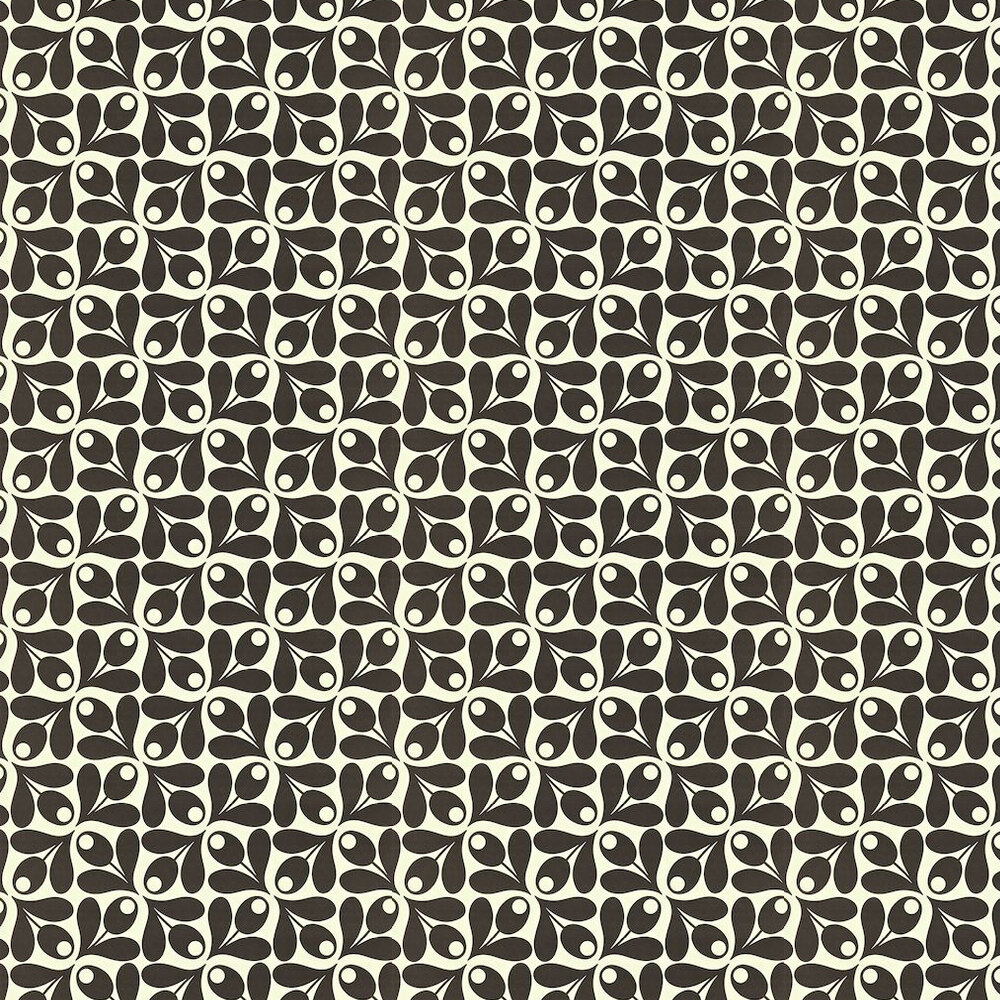 Small Acorn Cup Wallpaper - Black / White - by Orla Kiely