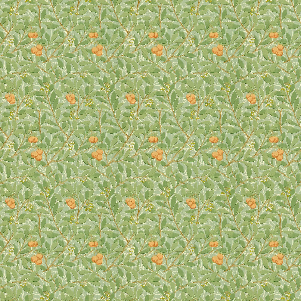 Arbutus Wallpaper - Green / Terracotta - by Morris