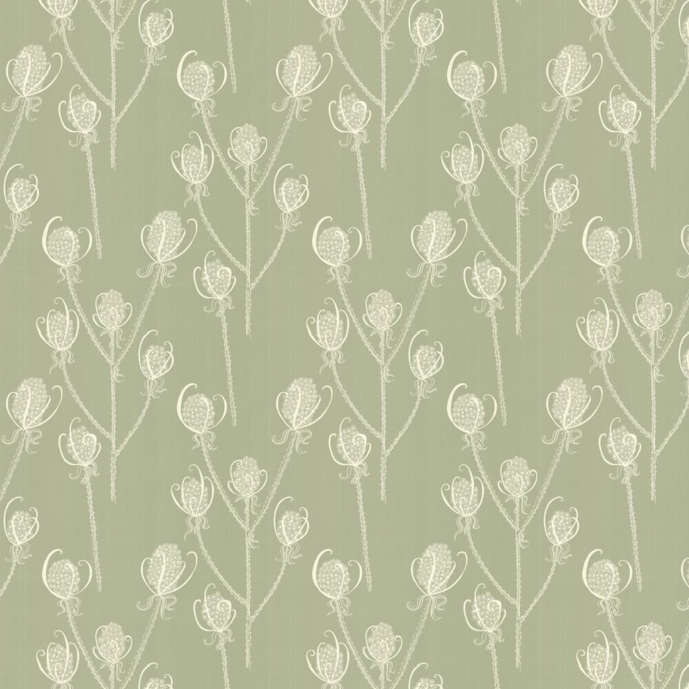 Teasels - Shepherd Wallpaper - Cream / Soft Green - by Hubbard and Reenie