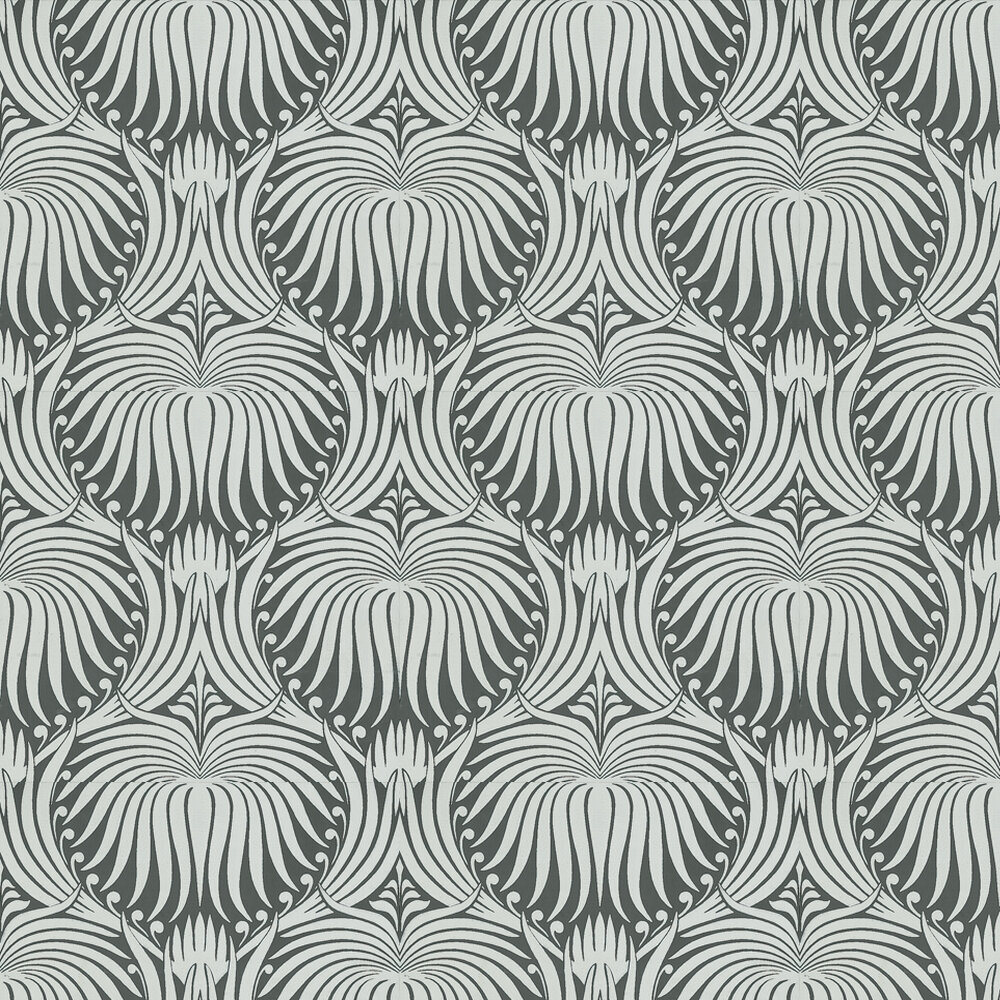 Lotus Wallpaper - Pale Blue / Black - by Farrow & Ball