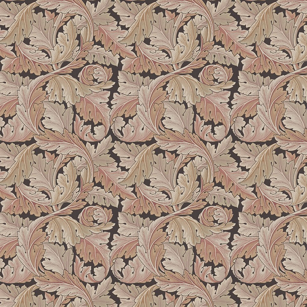Acanthus Wallpaper - Pink / Brown - by Morris