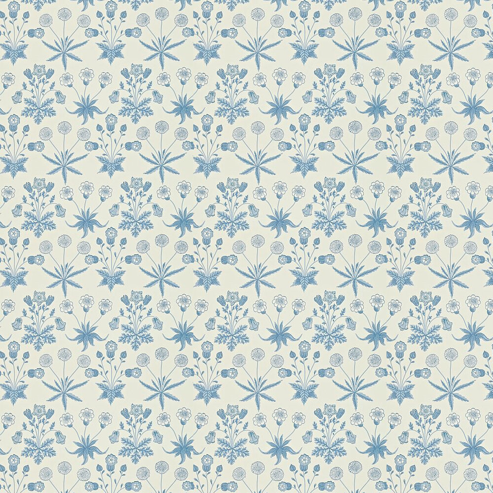 Daisy Wallpaper - Blue / Ivory - by Morris