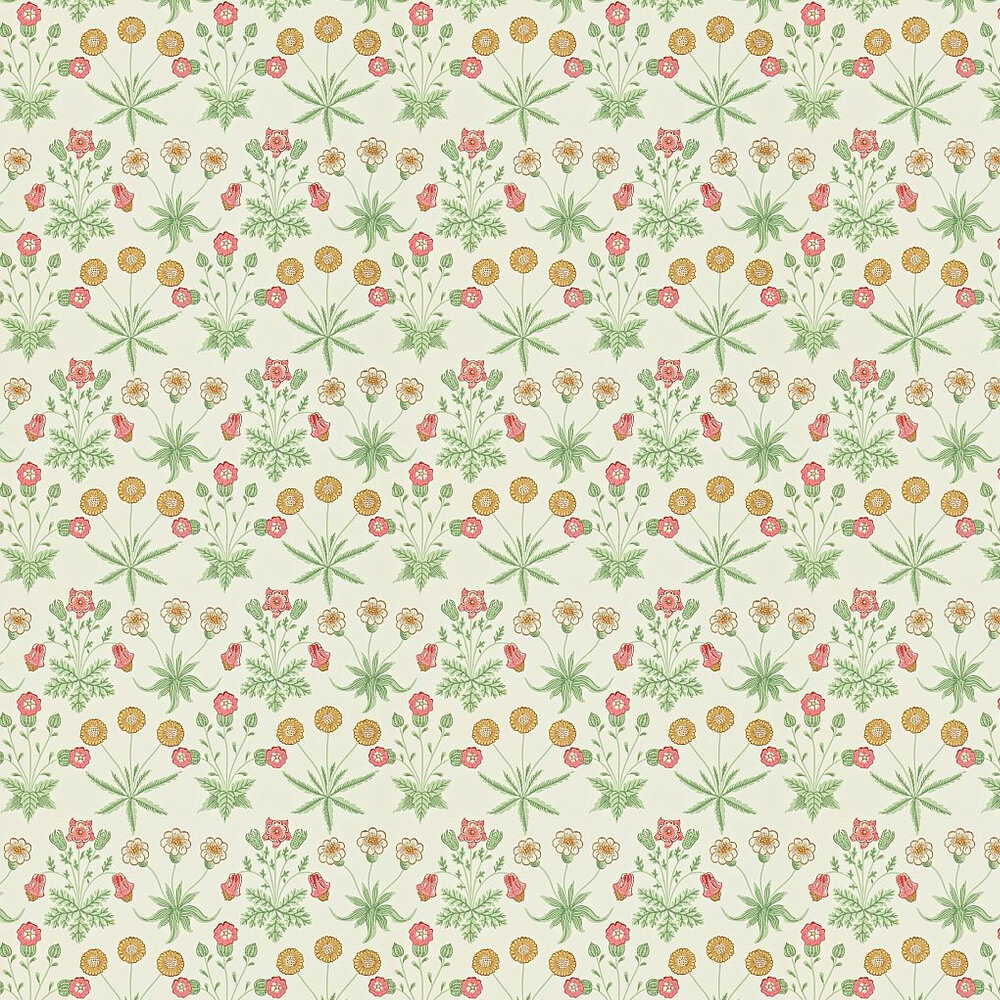 Daisy Wallpaper - Willow / Pink - by Morris
