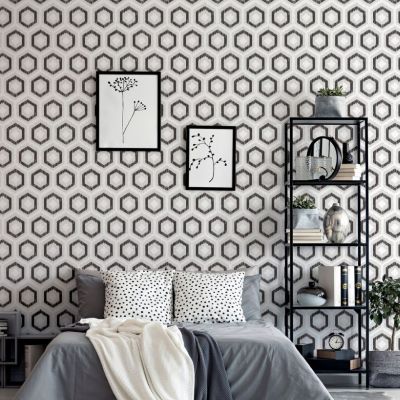 Hotel Luxe Origin Gunmetal Grey Geometric Trellis Wallpaper by Arthouse 295600 