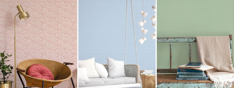 Ditsy Floral by Galerie - Blue - Wallpaper - G56668