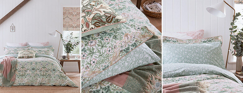 Morris Strawberry Thief Cochineal Pink Bedding Collection