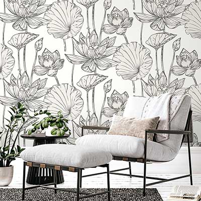 Seabrook Designs Piano Contemporary Black and White Wallpaper Collection